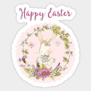 Happy Easter 2021 - Little Cute Bunny - Whimsical Art Sticker